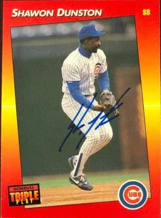 Shawon Dunston Signed 1992 Triple Play Baseball Card - Chicago Cubs