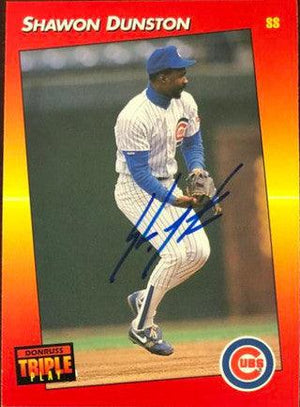 Shawon Dunston Signed 1992 Triple Play Baseball Card - Chicago Cubs - PastPros