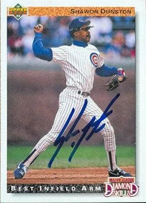 Shawon Dunston Signed 1992 Upper Deck Baseball Card - Chicago Cubs #714