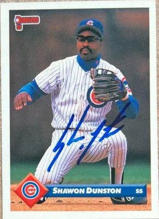 Shawon Dunston Signed 1993 Donruss Baseball Card - Chicago Cubs