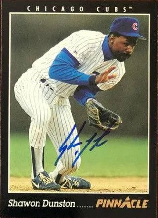 Shawon Dunston Signed 1993 Pinnacle Baseball Card - Chicago Cubs