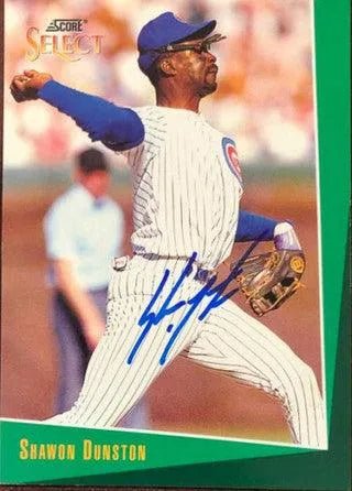Shawon Dunston Signed 1993 Score Select Baseball Card - Chicago Cubs