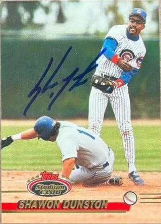 Shawon Dunston Signed 1993 Stadium Club Baseball Card - Chicago Cubs