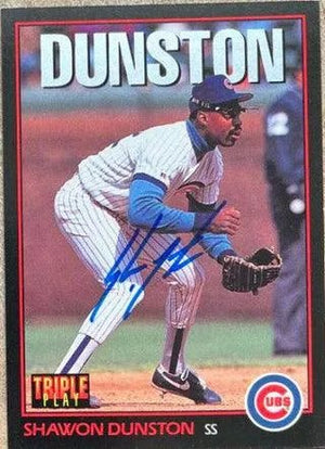 Shawon Dunston Signed 1993 Triple Play Baseball Card - Chicago Cubs
