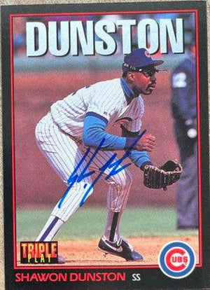 Shawon Dunston Signed 1993 Triple Play Baseball Card - Chicago Cubs - PastPros