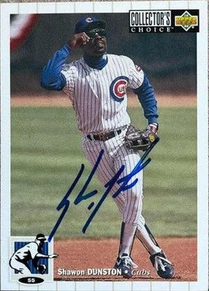 Shawon Dunston Signed 1994 Collector's Choice Baseball Card - Chicago Cubs
