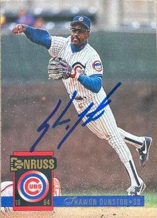 Shawon Dunston Signed 1994 Donruss Baseball Card - Chicago Cubs