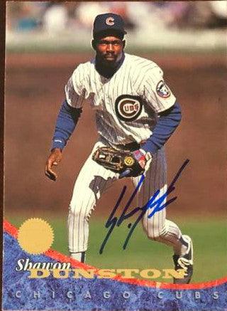 Shawon Dunston Signed 1994 Leaf Baseball Card - Chicago Cubs - PastPros