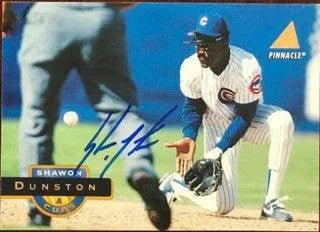 Shawon Dunston Signed 1994 Pinnacle Baseball Card - Chicago Cubs