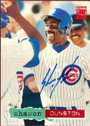 Shawon Dunston Signed 1994 Stadium Club Baseball Card - Chicago Cubs