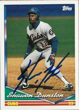 Shawon Dunston Signed 1994 Topps Baseball Card - Chicago Cubs