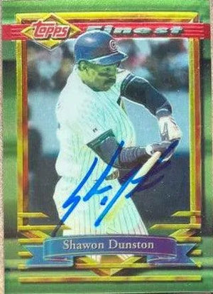Shawon Dunston Signed 1994 Topps Finest Baseball Card - Chicago Cubs