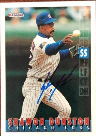 Shawon Dunston Signed 1995 Bazooka Baseball Card - Chicago Cubs