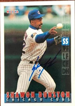 Shawon Dunston Signed 1995 Bazooka Baseball Card - Chicago Cubs