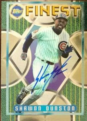Shawon Dunston Signed 1995 Topps Finest Baseball Card - Chicago Cubs