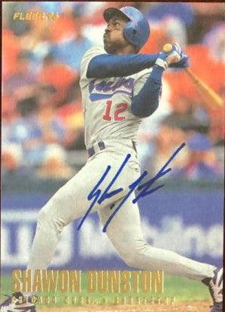 Shawon Dunston Signed 1996 Fleer Baseball Card - Chicago Cubs - PastPros