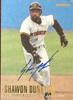 Shawon Dunston Signed 1996 Fleer Update Baseball Card - San Francisco Giants