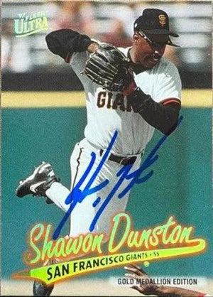 Shawon Dunston Signed 1997 Fleer Ultra Gold Medallion Baseball Card - San Francisco Giants