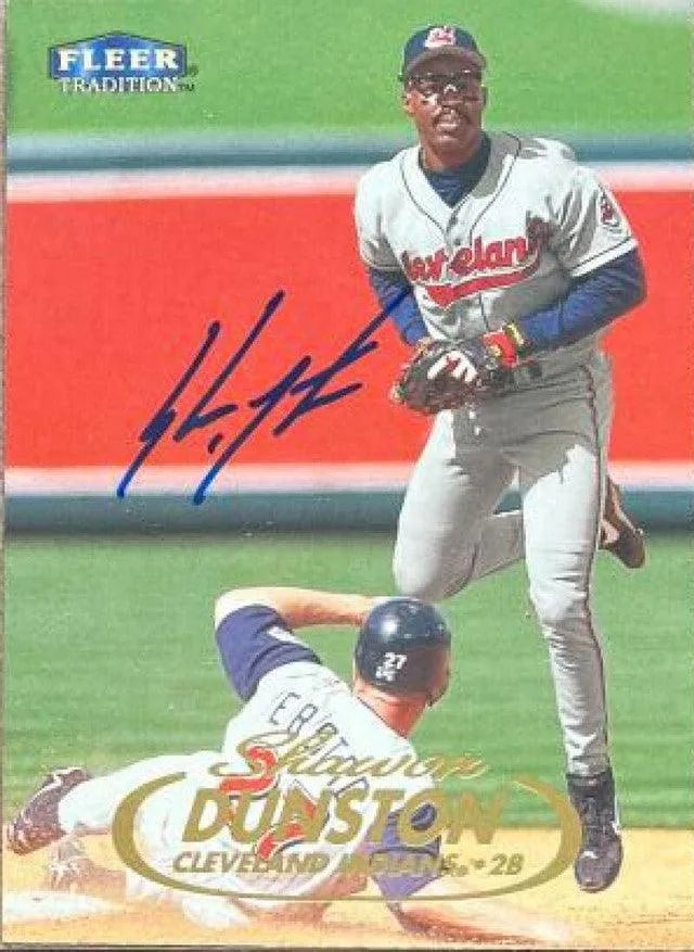 Shawon Dunston Signed 1998 Fleer Tradition Baseball Card - Cleveland Indians