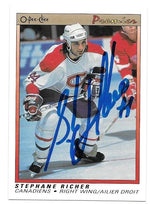 Stephane Richer Signed 1990-91 O-Pee-Chee Premier Hockey Card - Montreal Canadiens