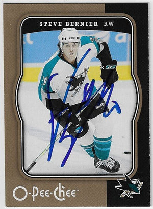 Steve Bernier Signed 2007-08 O-Pee-Chee Hockey Card - San Jose Sharks