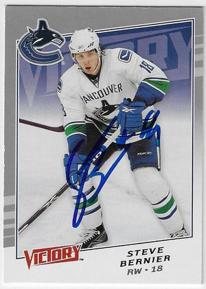 Steve Bernier Signed 2008-09 Upper Deck Victory Hockey Card - Vancouver Canucks