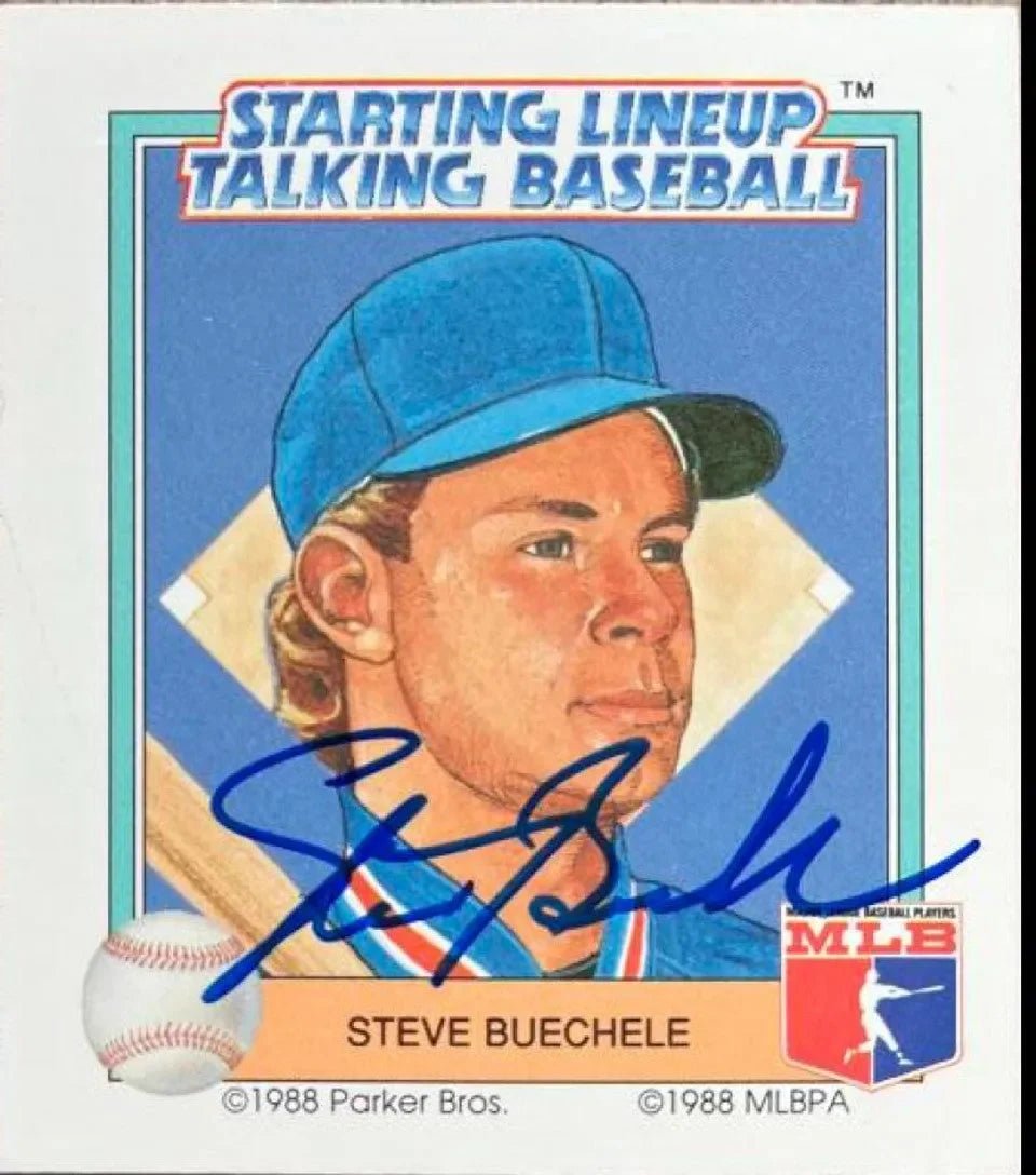 Steve Buechele Signed 1988 Parker Bros Starting Lineup Talking Baseball Card - Texas Rangers - PastPros