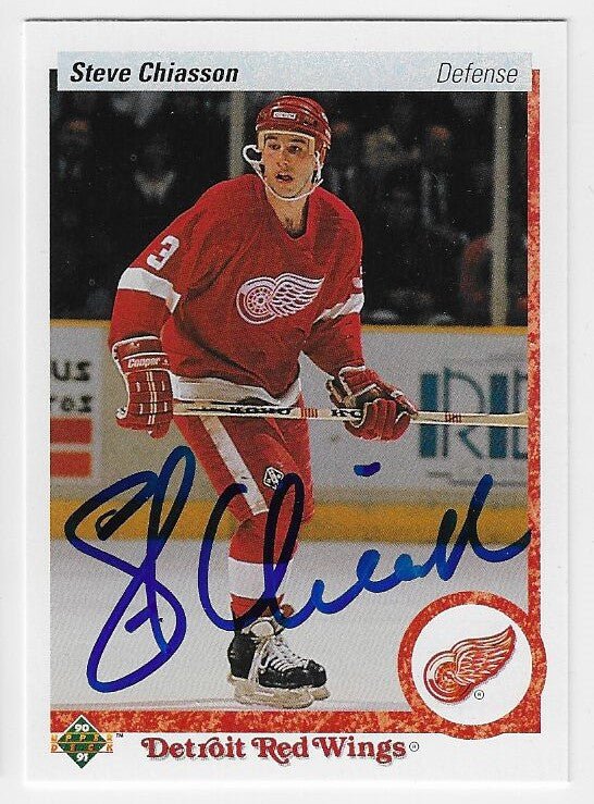Steve Chiasson Signed 1990-91 Upper Deck Hockey Card - Detroit Red Wings