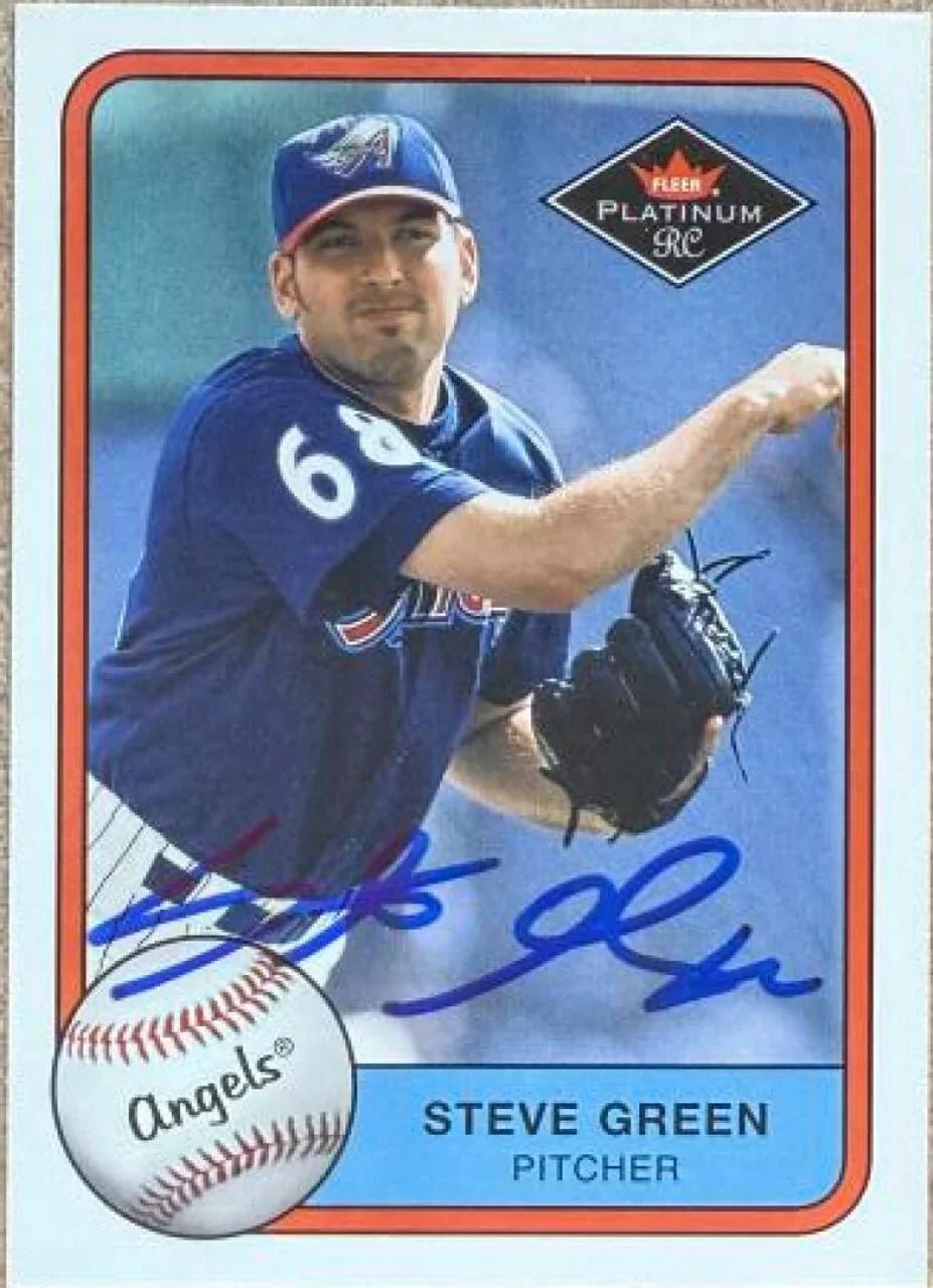 Steve Green Signed 2001 Fleer Platinum Baseball Card - Anaheim Angels