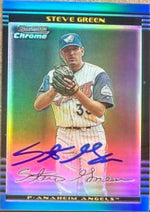 Steve Green Signed 2002 Bowman Chrome Refractors Baseball Card - Anaheim Angels