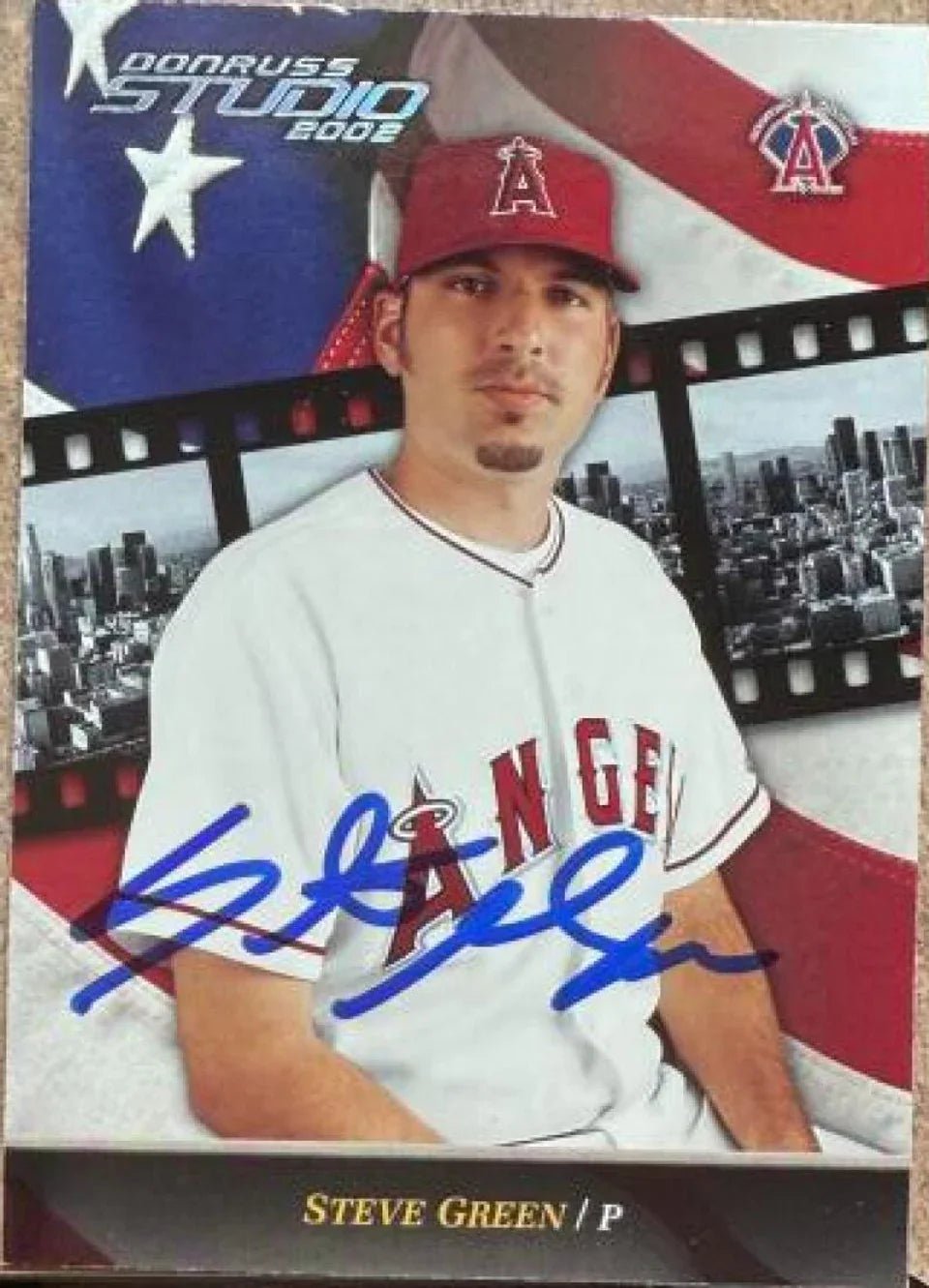 Steve Green Signed 2002 Donruss Studio Baseball Card - Anaheim Angels