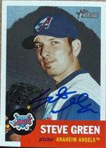 Steve Green Signed 2002 Topps Heritage Baseball Card - Anaheim Angels