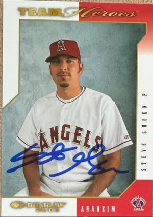 Steve Green Signed 2003 Donruss Team Heroes Baseball Card - Anaheim Angels