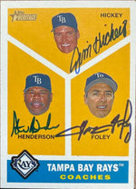 Steve Henderson, Tom Foley and Jim Hickey Signed 2009 Topps Heritage Baseball Card - Tampa Bay Rays #462 SP