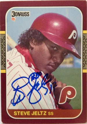 Steve Jeltz Signed 1987 Donruss Opening Day Baseball Card - Philadelphia Phillies - PastPros