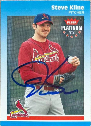 Steve Kline Signed 2002 Fleer Platinum Baseball Card - St Louis Cardinals