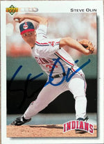Steve Olin Signed 1992 Upper Deck Baseball Card - Cleveland Indians