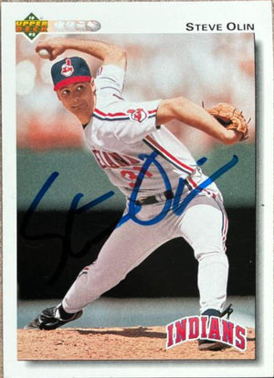 Steve Olin Signed 1992 Upper Deck Baseball Card - Cleveland Indians - PastPros