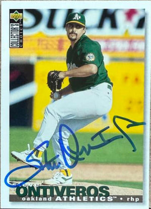 Steve Ontiveros Signed 1995 Collector's Choice Baseball Card - Oakland A's #122