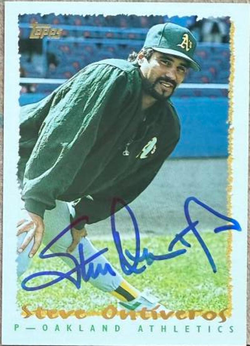 Steve Ontiveros Signed 1995 Topps Baseball Card - Oakland A's #593