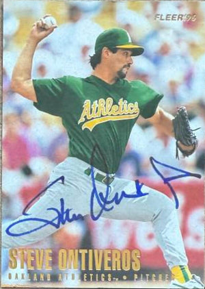 Steve Ontiveros Signed 1996 Fleer Baseball Card - Oakland A's #214