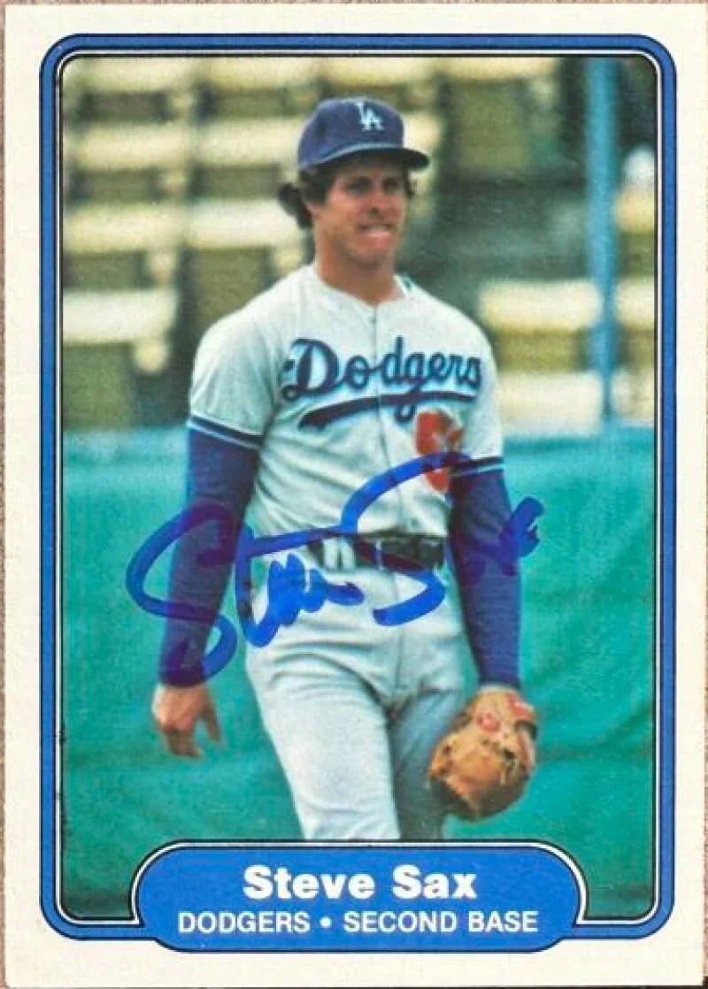 Steve Sax Autographed 1982 Fleer - Los Angeles Dodgers #21