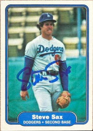 Steve Sax Autographed 1982 Fleer - Los Angeles Dodgers #21