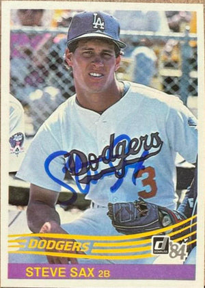 Steve Sax Autographed 1984 Donruss - Los Angeles Dodgers #104