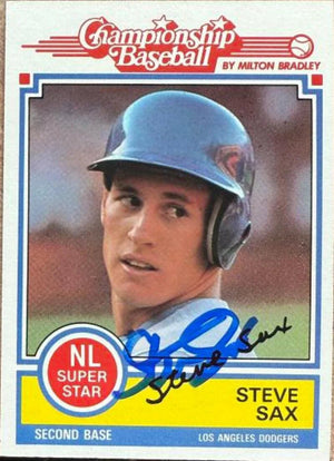 Steve Sax Autographed 1984 Topps Milton Bradley - Los Angeles Dodgers #NNO