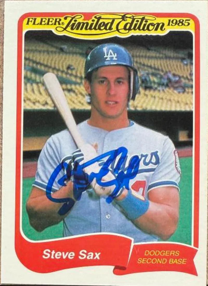 Steve Sax Autographed 1985 Fleer Limited Edition - Los Angeles Dodgers #32