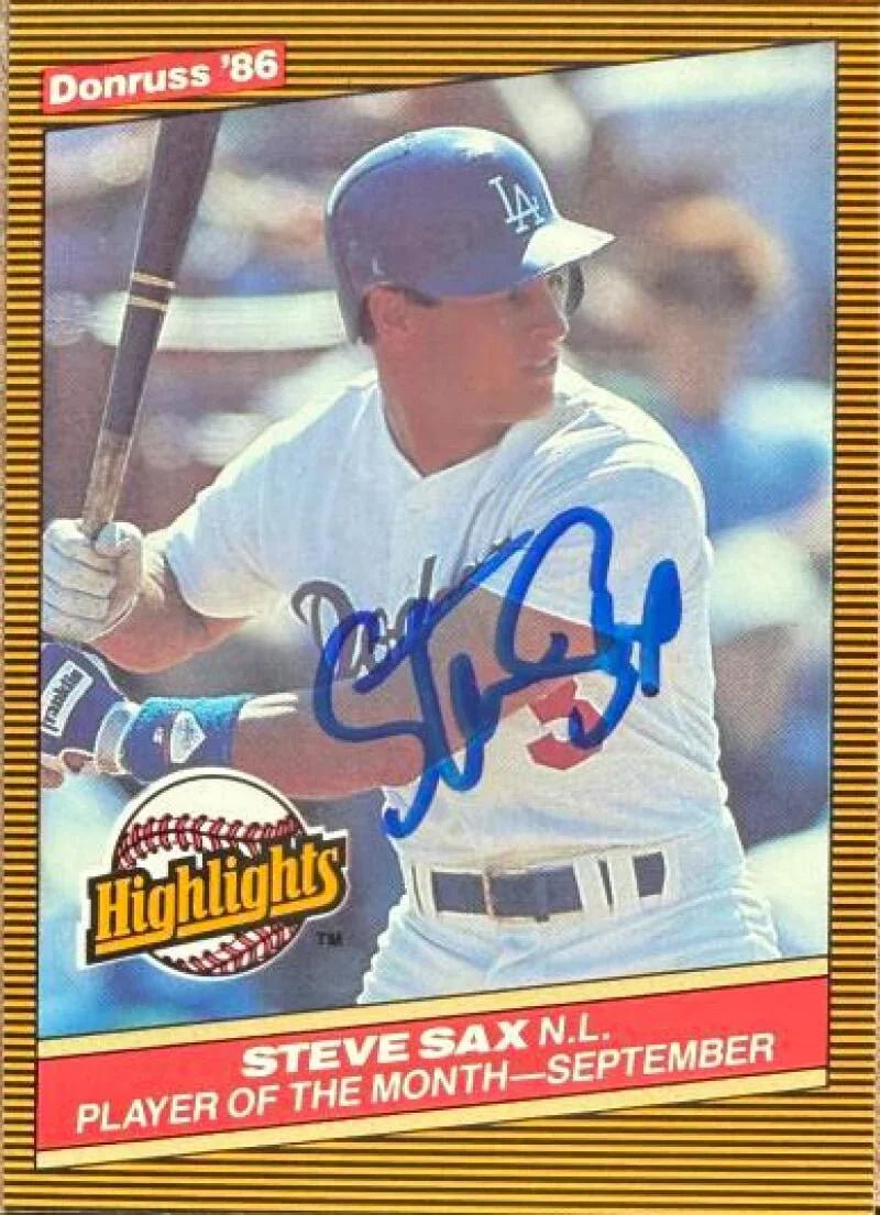 Steve Sax Autographed 1986 Donruss Highlights - Los Angeles Dodgers #50 ID: 162961