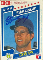 Steve Sax Autographed 1987 M&M's Star Lineup - Los Angeles Dodgers #21
