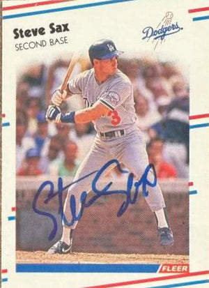 Steve Sax Autographed 1988 Fleer Classic Miniatures - Los Angeles Dodgers #85