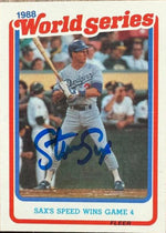 Steve Sax Autographed 1989 Fleer World Series - Los Angeles Dodgers #9